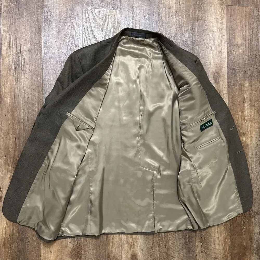 Ralph Lauren Herringbone Equestrian Blazer Sport Coat W/Elbow Patches Size 46R - Picture 13 of 16